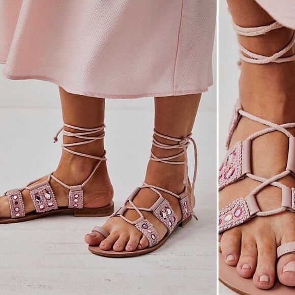 Free People Shoes - Free People Mantra Mirror Ankle Wrap Sandal Size 38